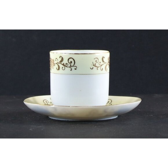 Teacup and Saucer Demitasse 1950s Japan Hand Painted 24k Gold Trim GC - Picture 6 of 12